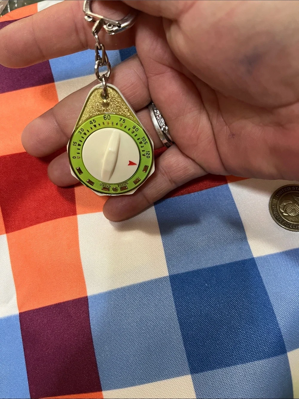 Green & Cream Keychain Timer Key & Card Holder – Unbranded